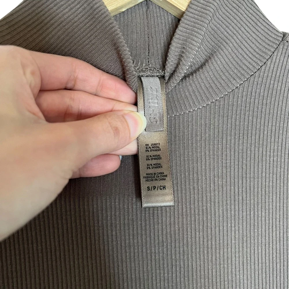 Skims Soft Lounge Amethyst Taupe Ribbed Mock Neck Long Sleeve Maxi Dress SZ S - Picture 8 of 13